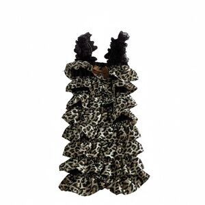Baby Girl Brown&Gold Leopard Print Ruffle Boho Infant Romper-Size 6-9 Mths
